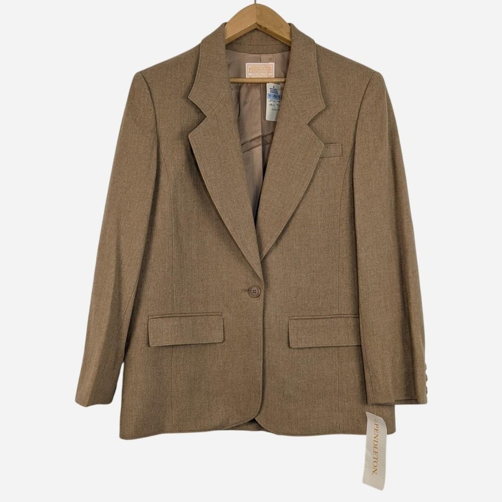 Vintage Pendleton 100% Virgin Wool Blazer NWT Tan 10